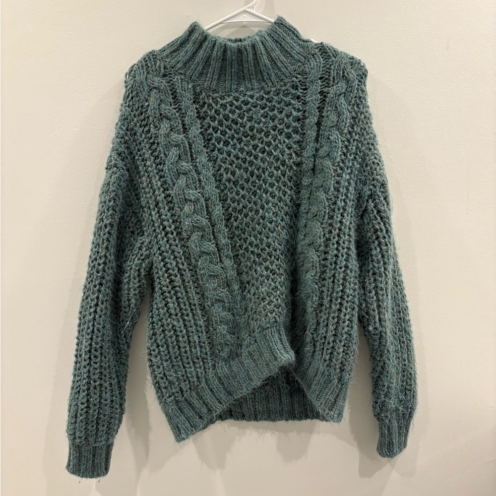 Universal Thread Cable Knit Turtleneck Sweater - Teal